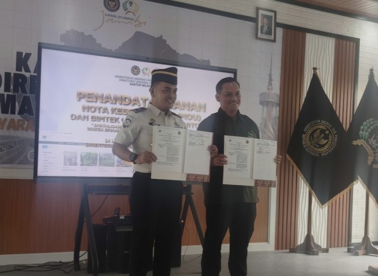 Penandatangan Kerja sama antara Kanwil Ditjenpas Jambi Bersama Platform Parto.id. FOTO: OYI